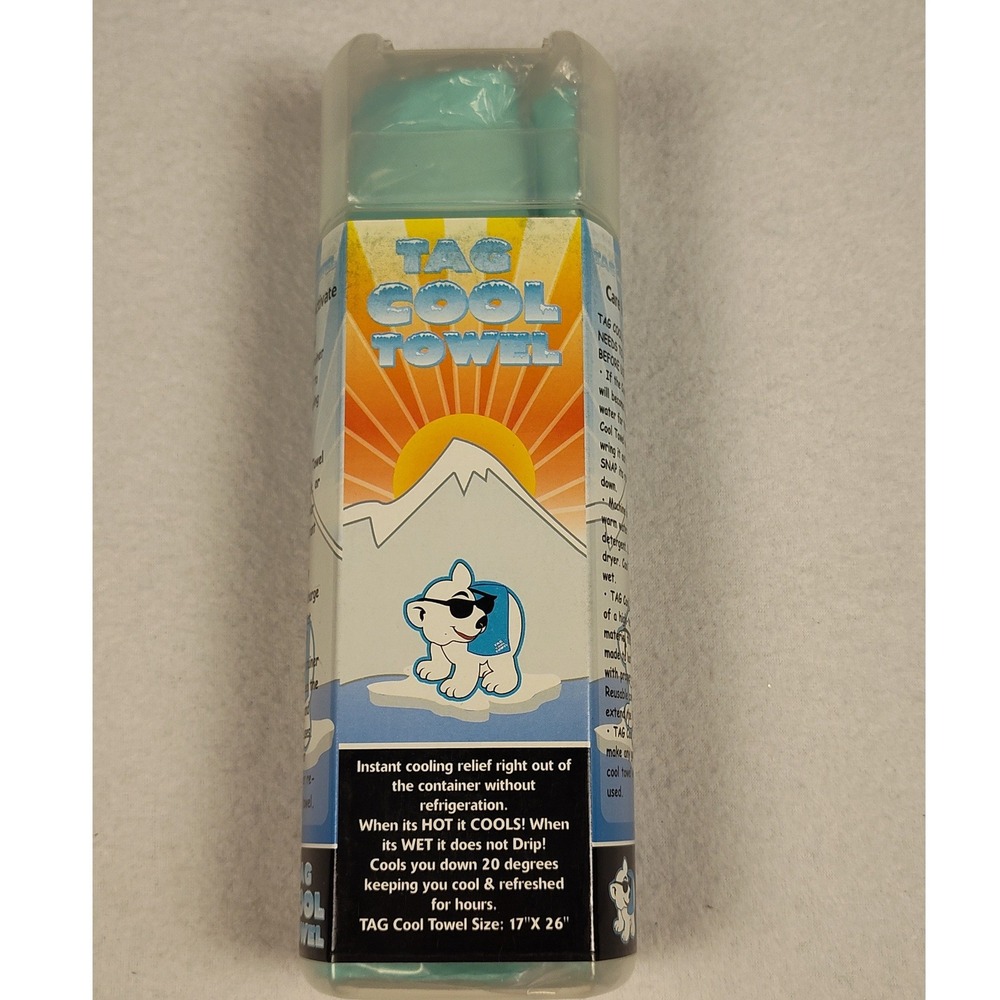 New TAG Cool Towel Light Blue Instant Cooling Relief Sport Towel 17x26